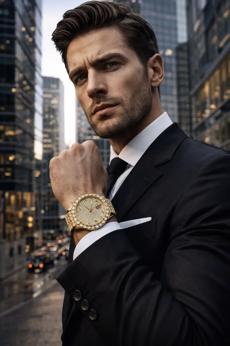 Khrist Golden Analog Stone Studded Watches for Women - Image 17 in Pune